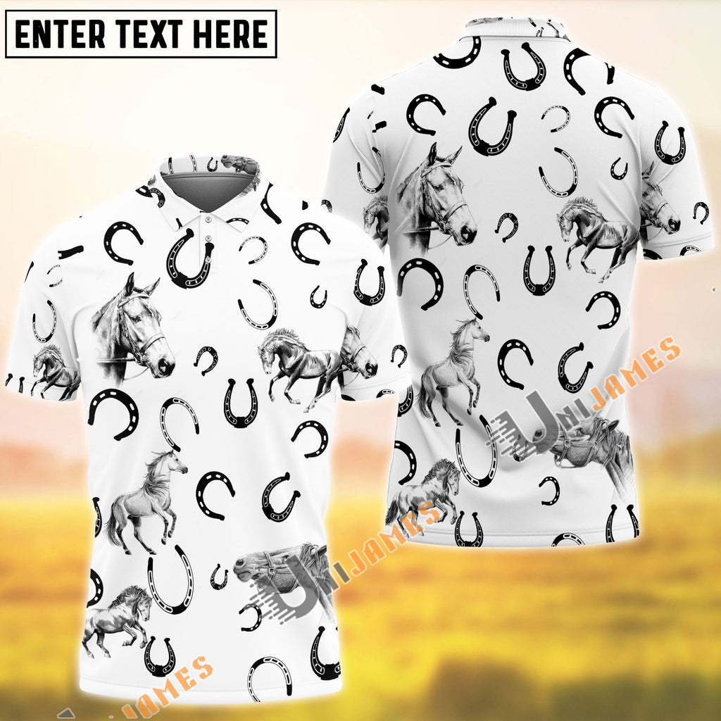 Unique Horse Horseshoe Pattern Polo Shirt