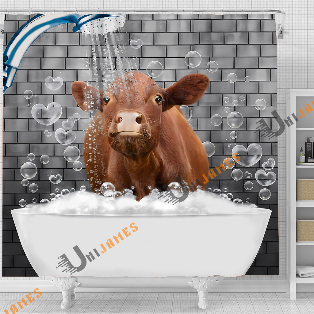 Red Angus Brick Wall 3D Shower Curtain