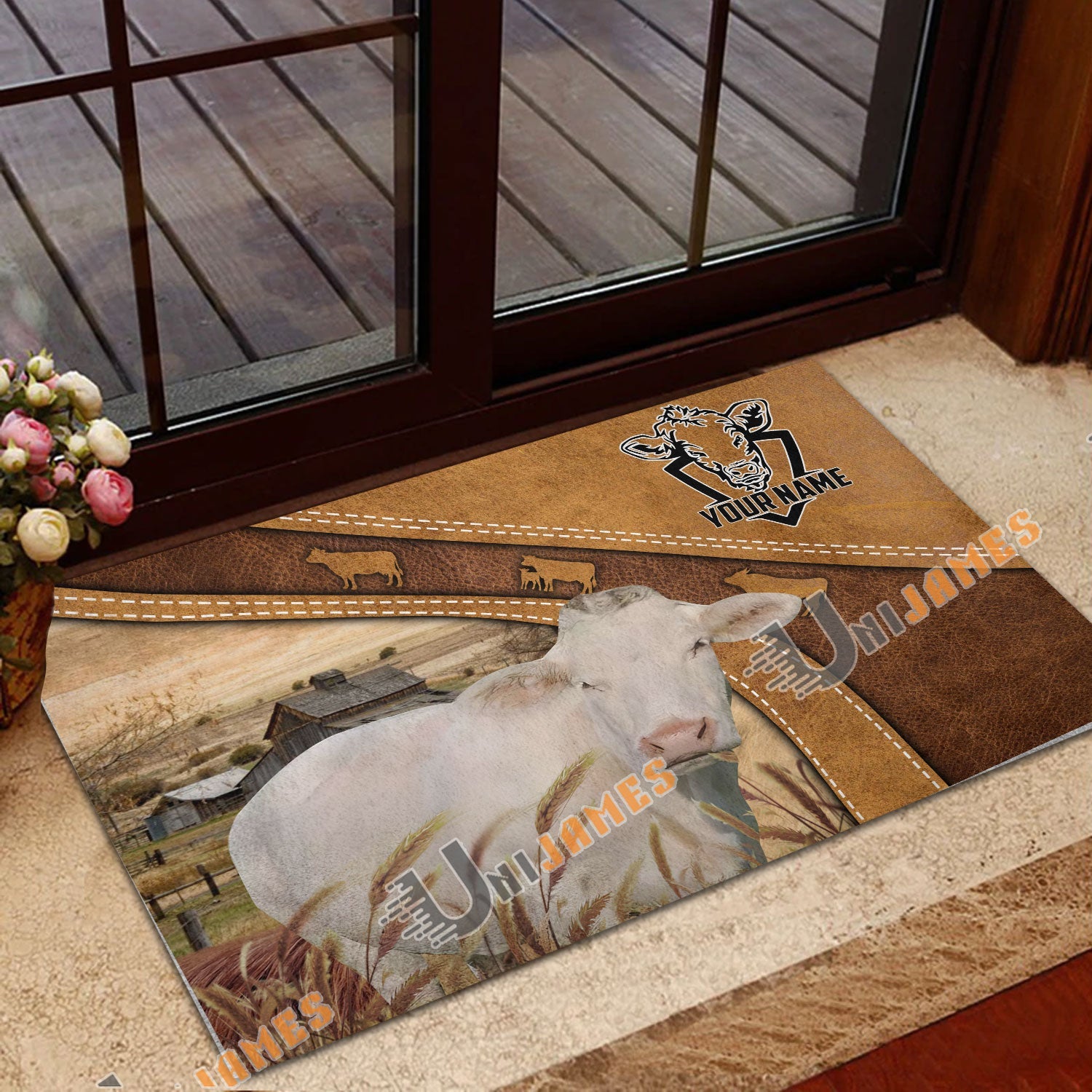 Charolais No Horn Personalized - Welcome  Doormat