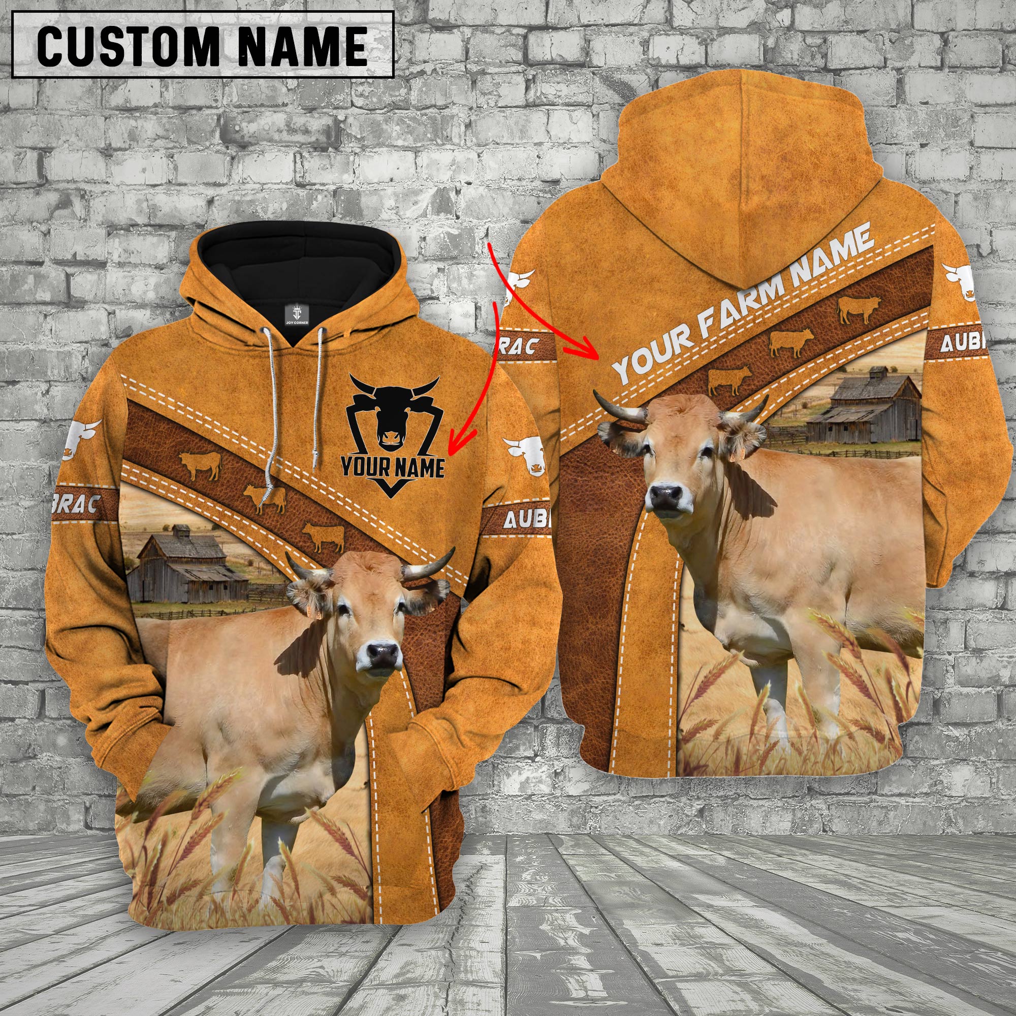 Personalized Name Aubrac Cattle Hoodie TT1