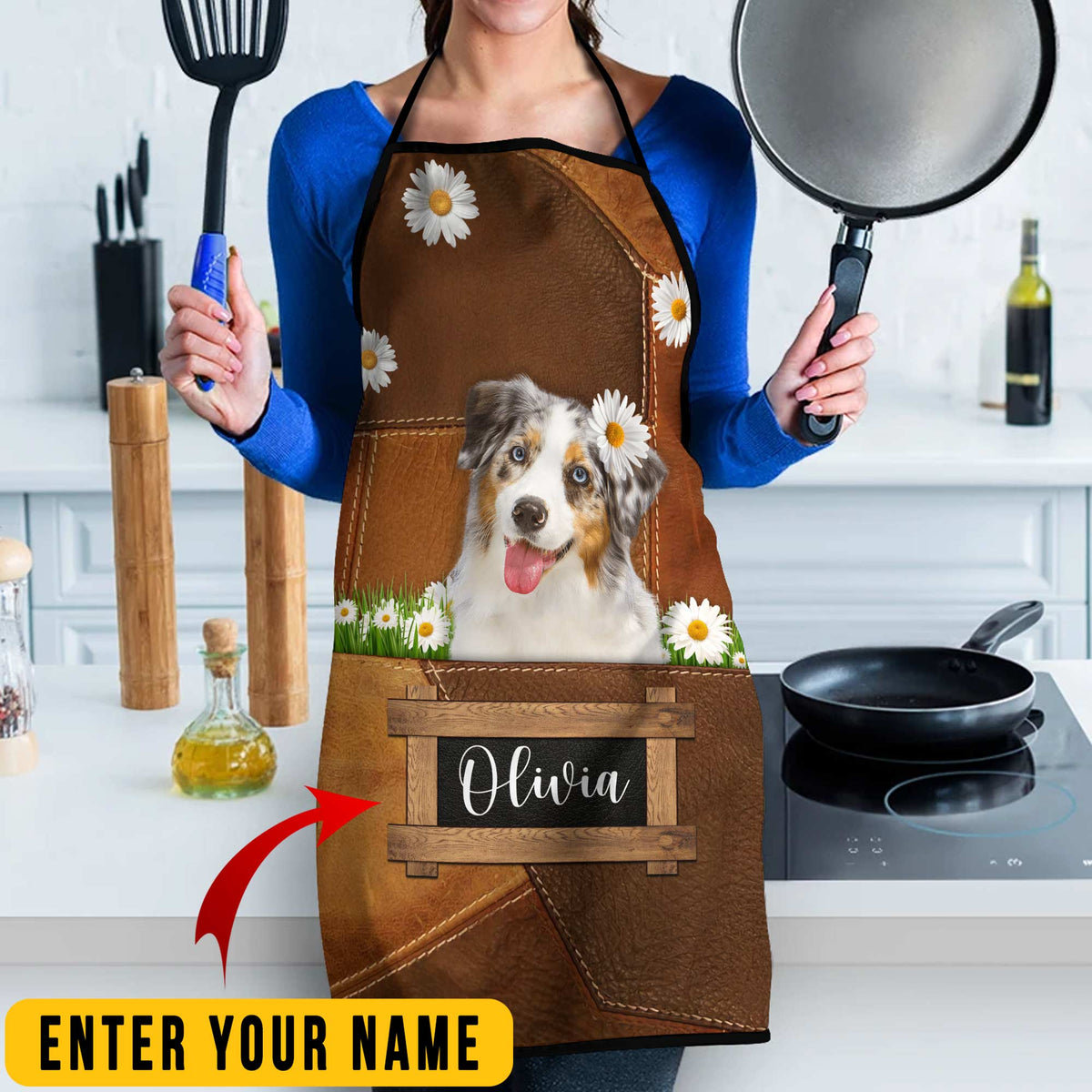 Personalized Name Australian Sheperd All Over Printed 3D Apron