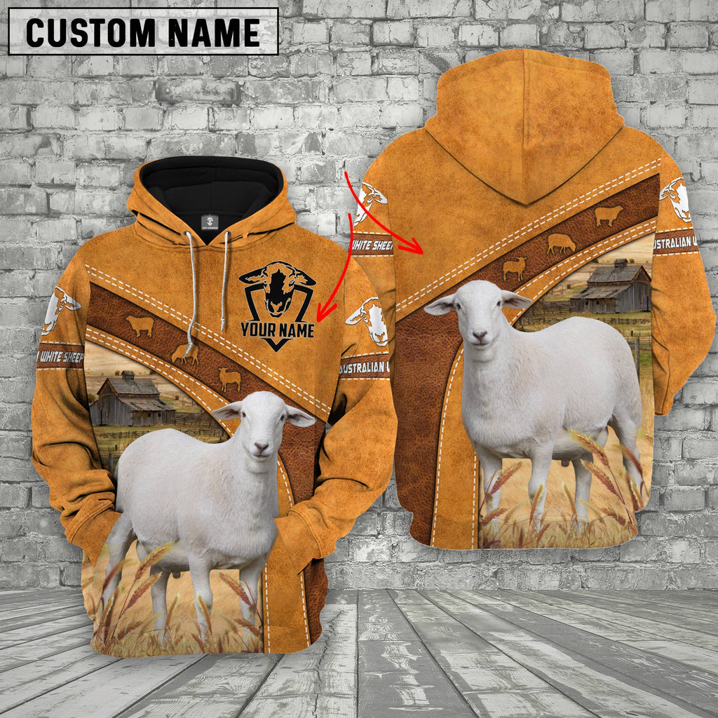 Personalized Name Farm Australian White Sheep 3D Hoodie
