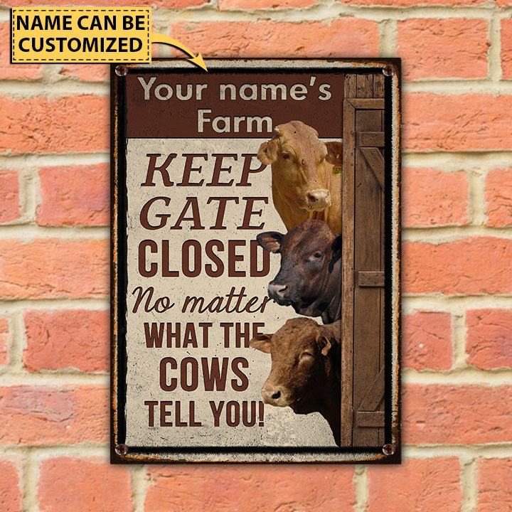Customized Name BEEFMASTER CATTLE LOVERS KEEP GATE CLOSED All Printed 3D Metal Sign