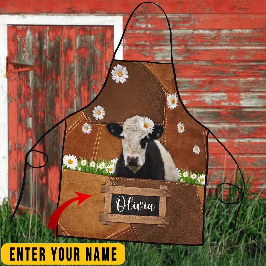 Personalized Name Belted Galloway Cattle All Over Printed 3D Apron