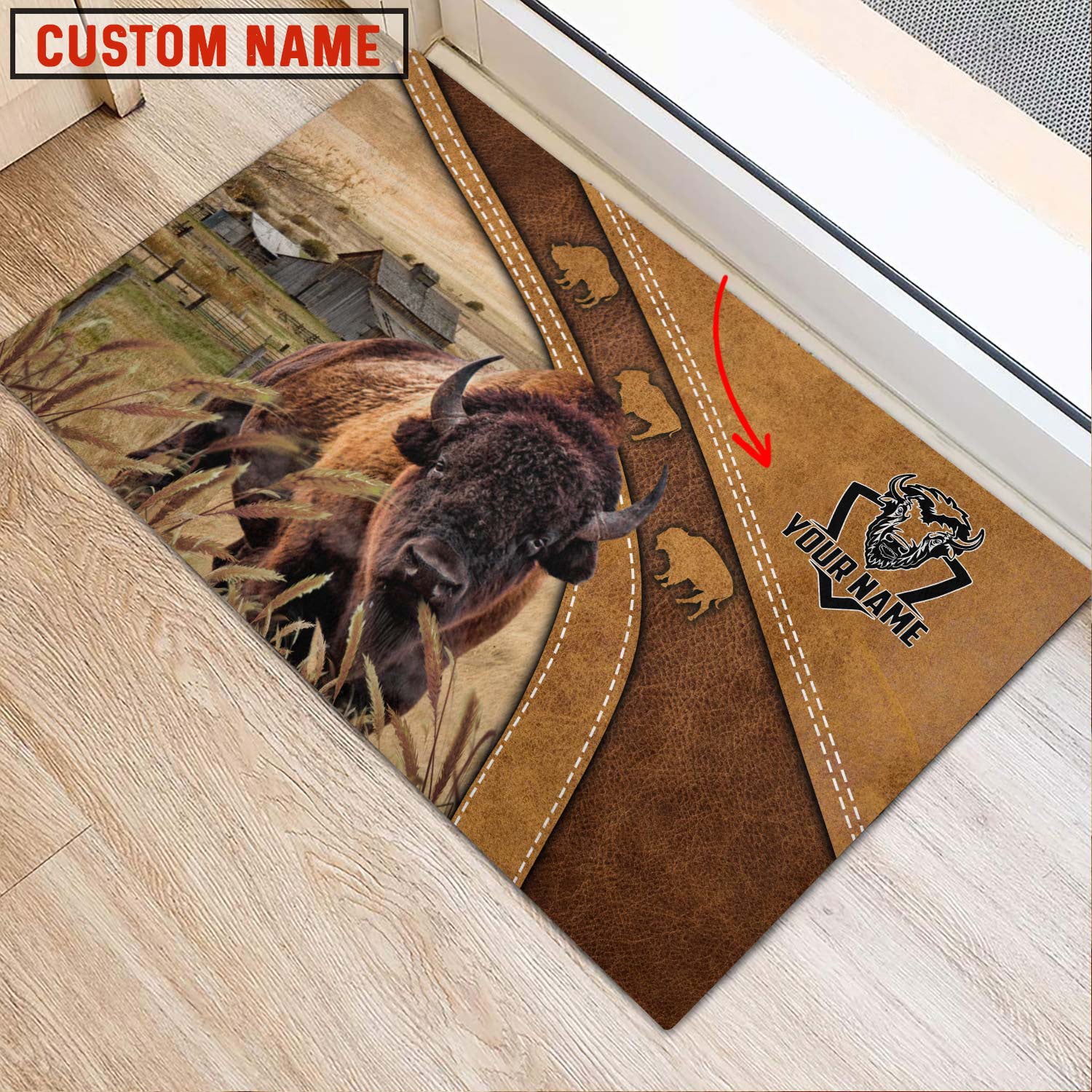 Bison Personalized - Welcome Brown Doormat