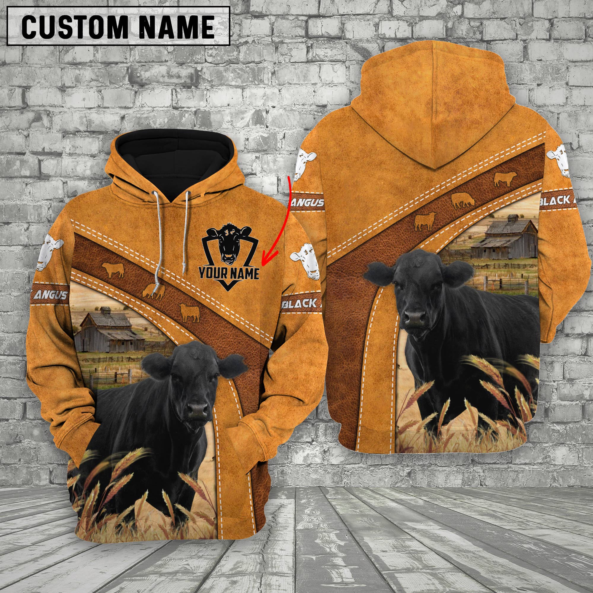 Personalized Name Farm Black Angus Cattle Hoodie For Kids TT2