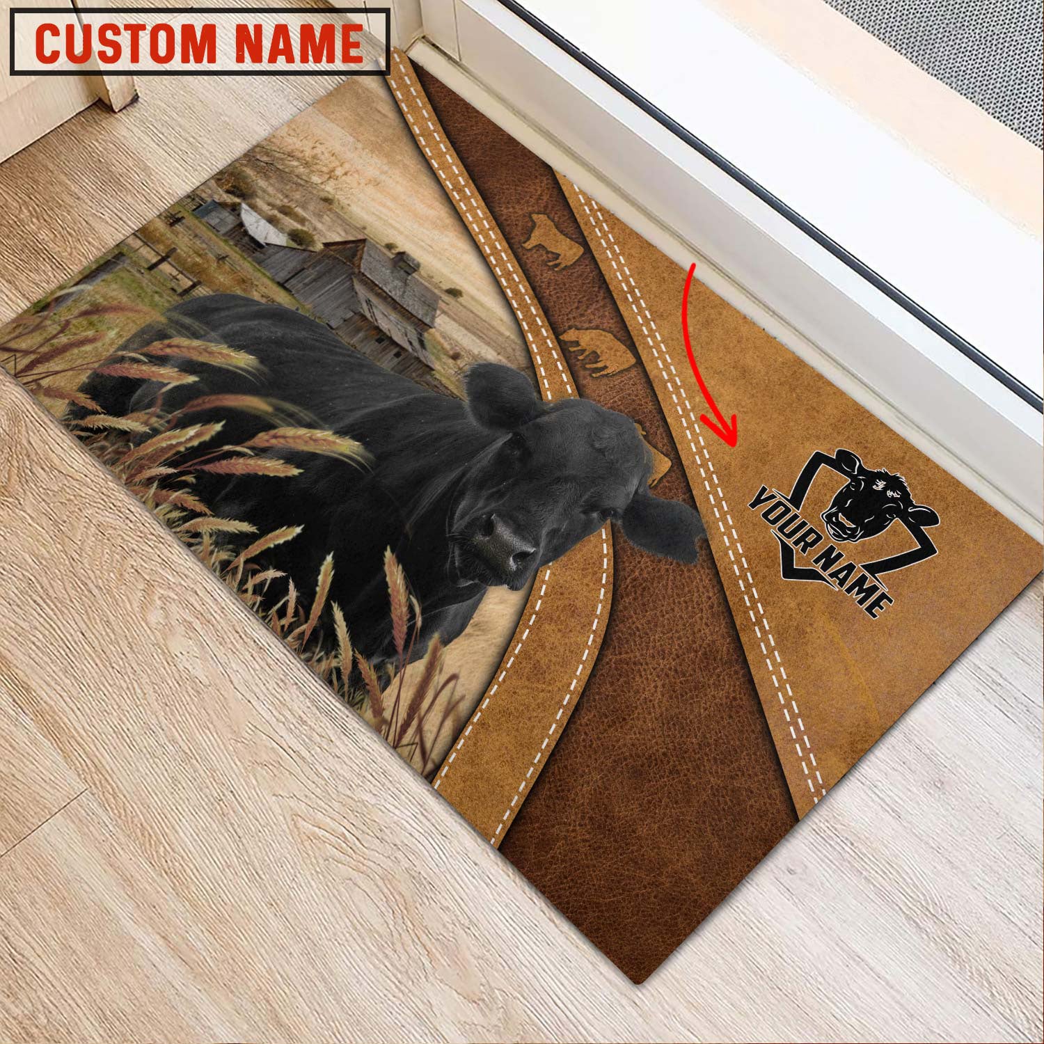 Black Angus Personalized - Welcome  Doormat