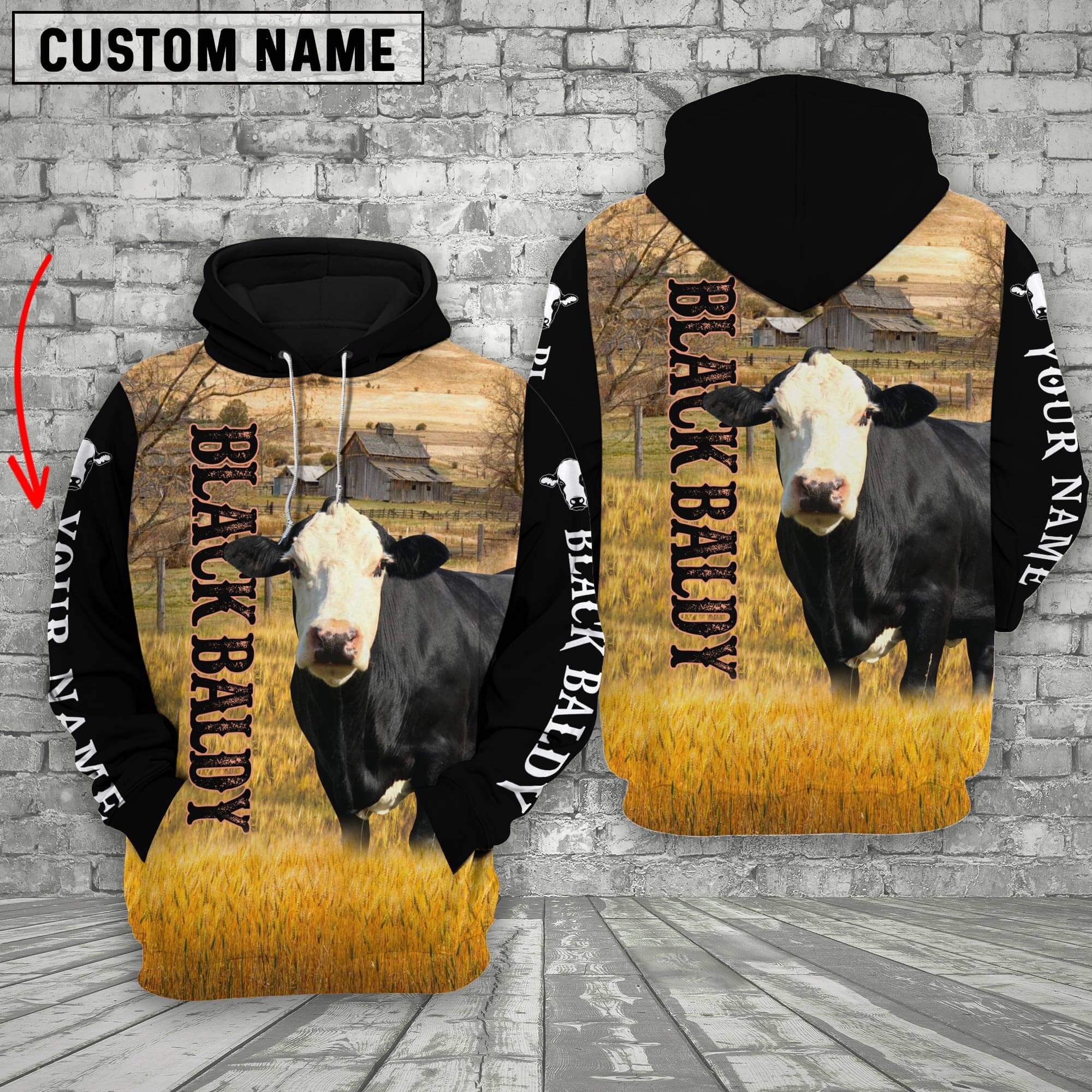 Personalized Name Black Baldy Cattle On The Farm 3D Shirt