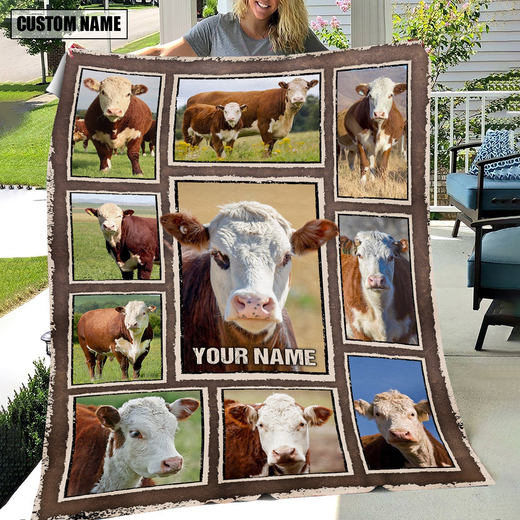 Custom Name Hereford Frame Blanket