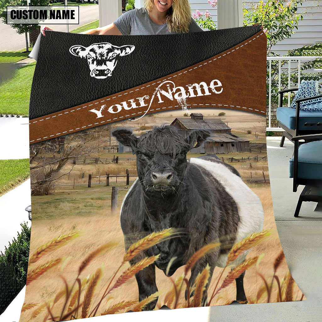 Belted Galloway Cattle On The Field Customized Name 3D Blanket