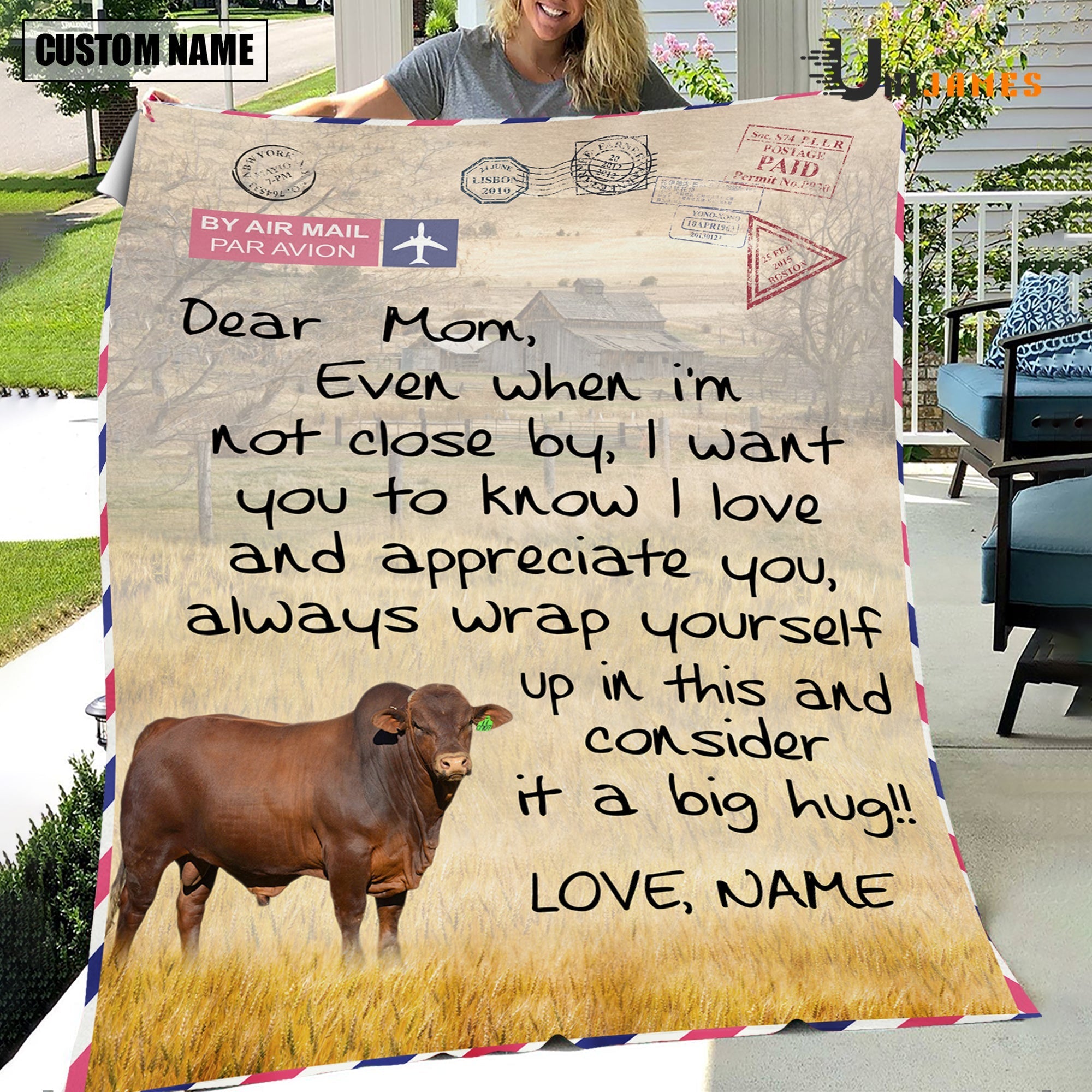 Custom Name Beefmaster Letter Family Blanket