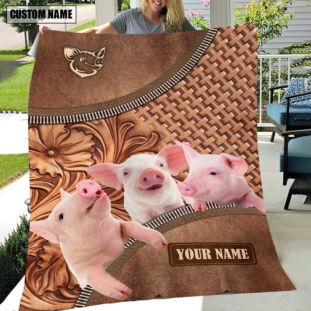 Pig Happiness Customized Name 3D Blanket