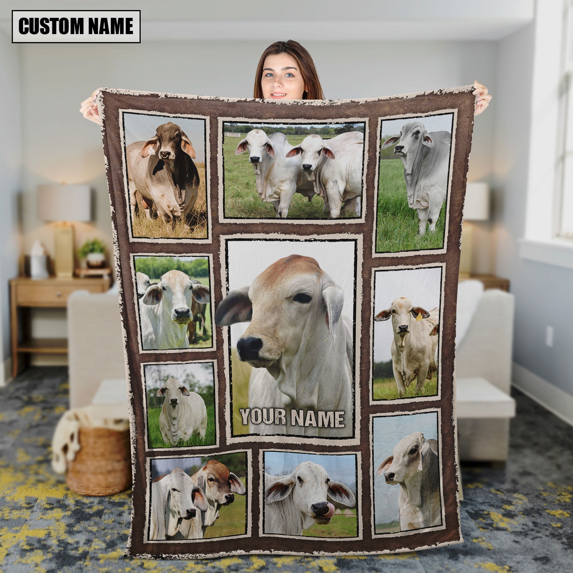 Custom Name Brahman Frame Blanket