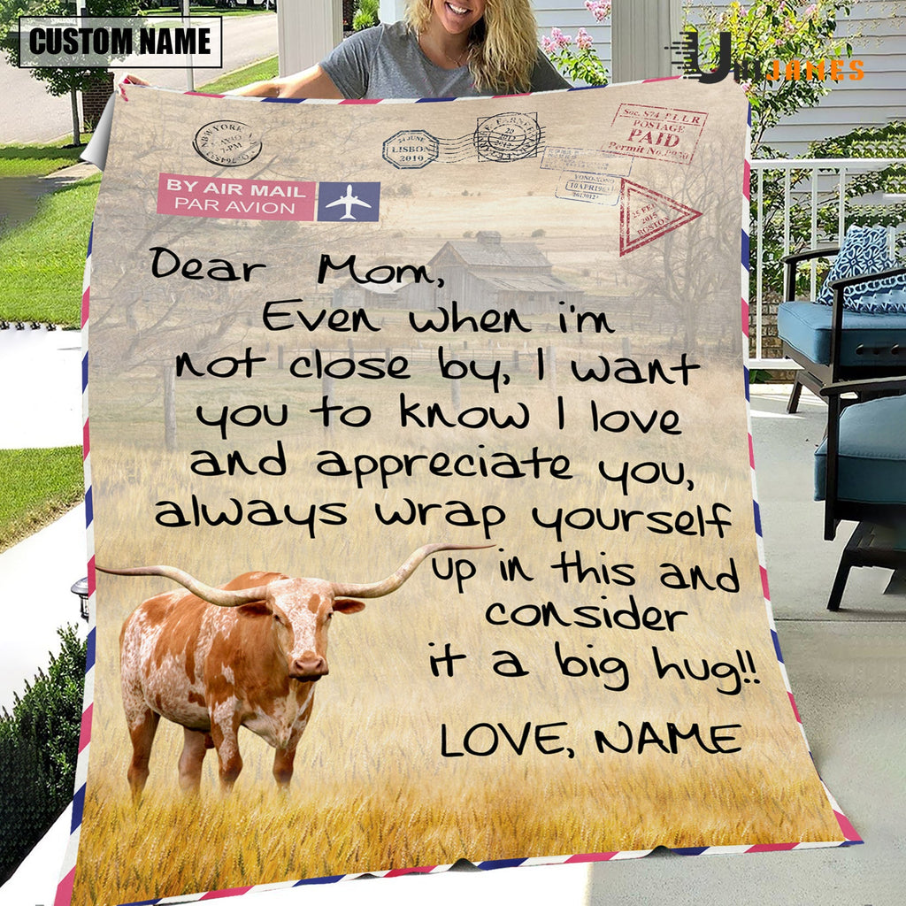 Custom Name Texas Longhorn Letter Family Blanket
