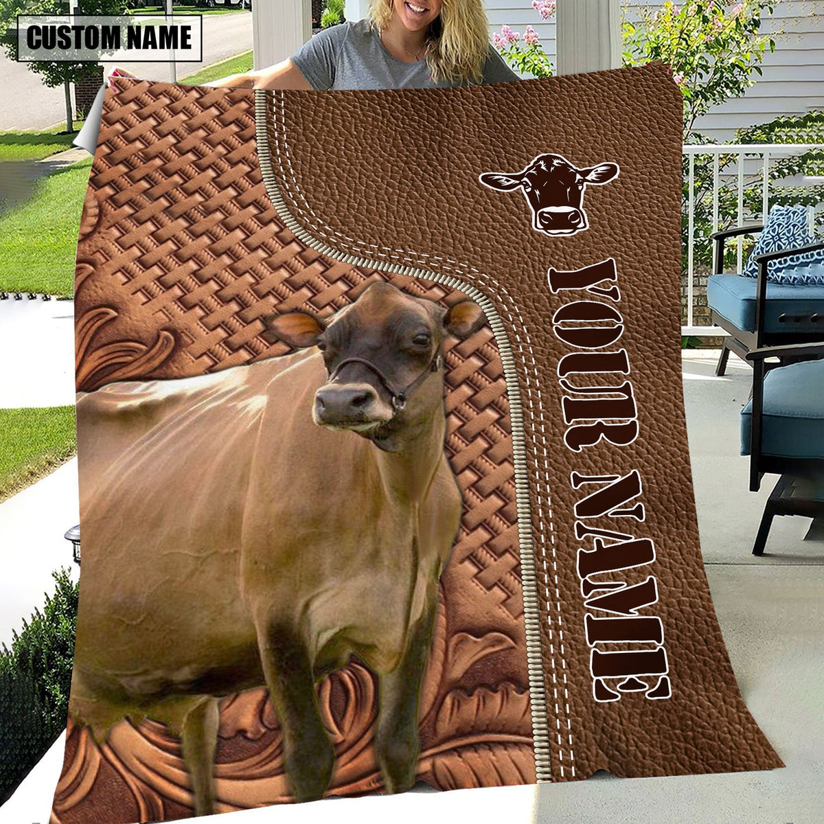Jersey Farming Pattern Customized Name 3D Blanket