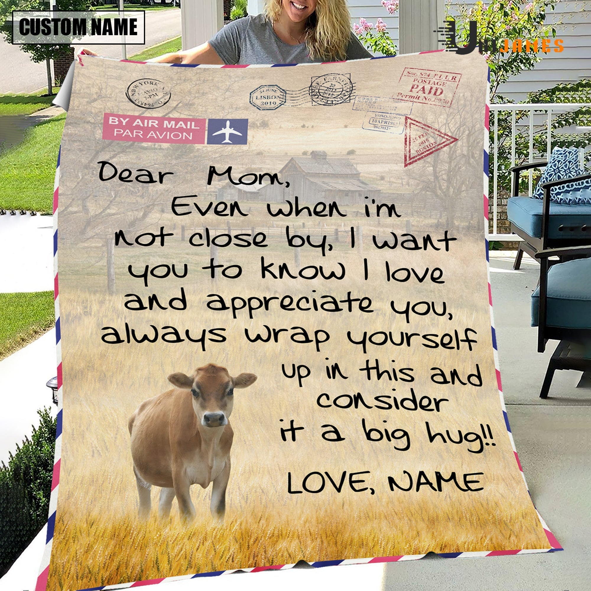 Custom Name Jersey Letter Family Blanket