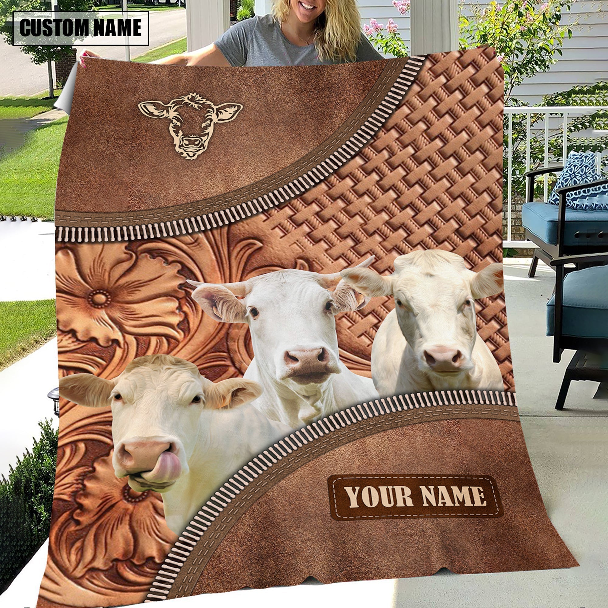 Charolais Happiness Customized Name 3D Blanket