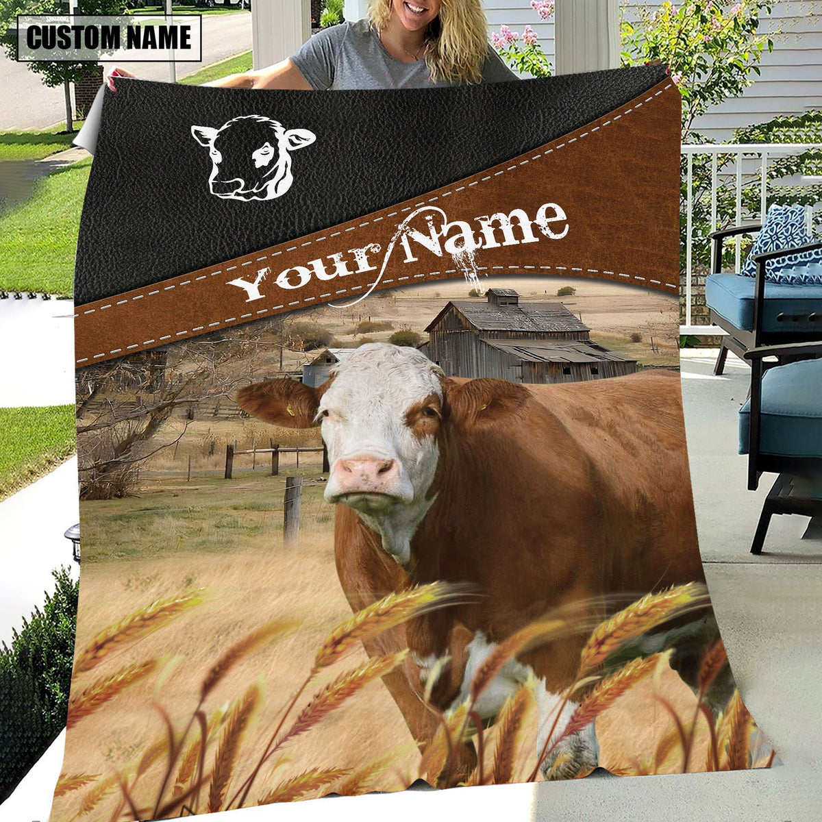 Simmental Cattle On The Field Customized Name 3D Blanket