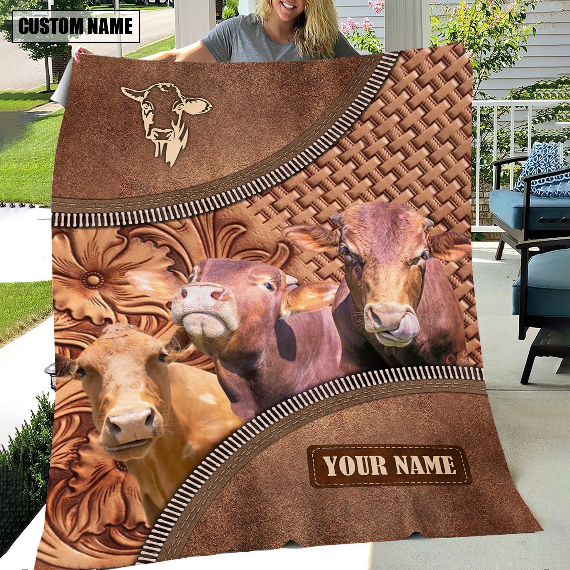 Beefmaster Happiness Customized Name 3D Blanket