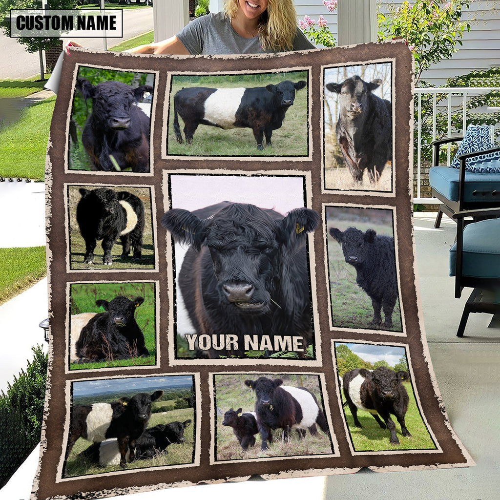 Custom Name Belted Galloway Frame Blanket