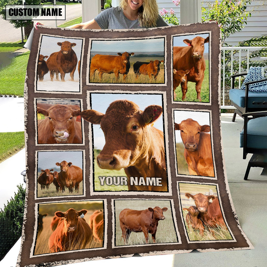 Custom Name Red Angus Frame Blanket