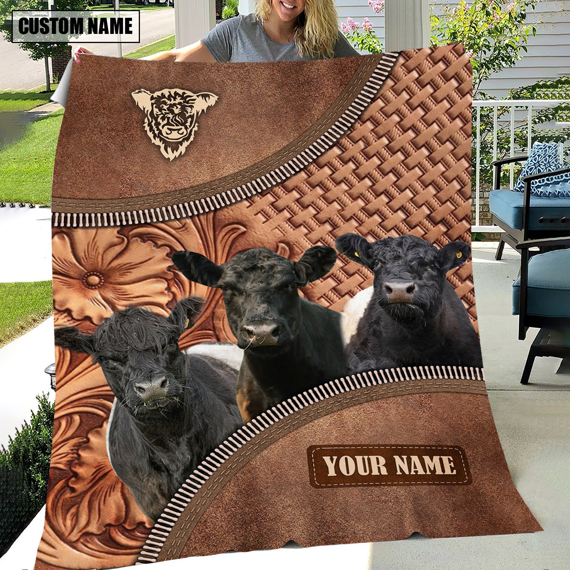 Belted Galloway Happiness Customized Name 3D Blanket