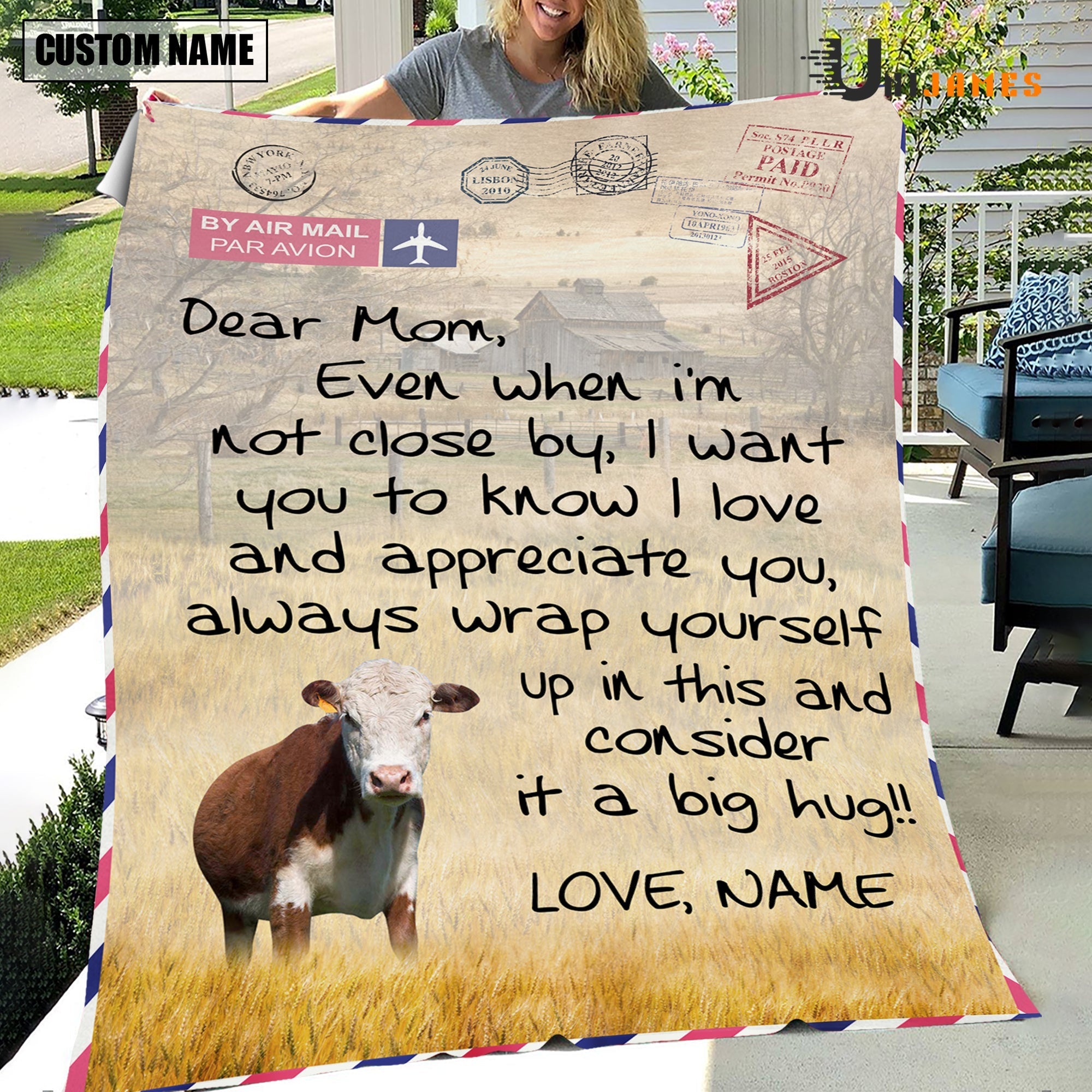 Custom Name Hereford Letter Family Blanket