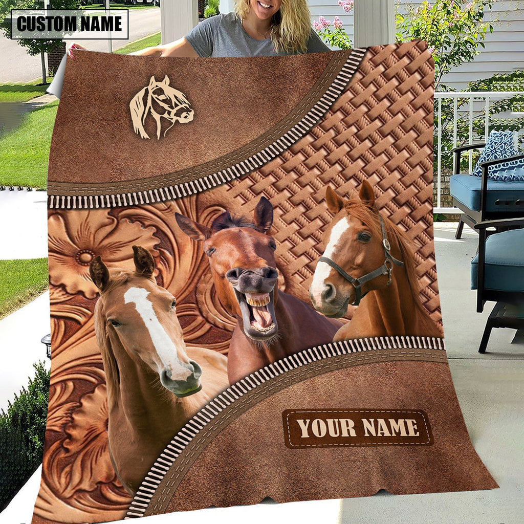 Horse Happiness Customized Name 3D Blanket