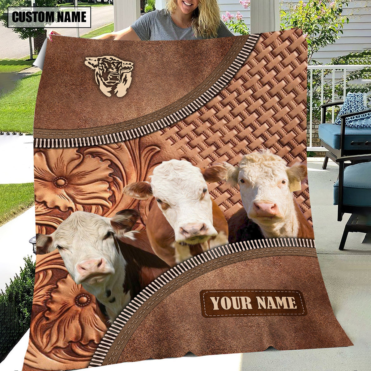 Hereford Happiness Customized Name 3D Blanket