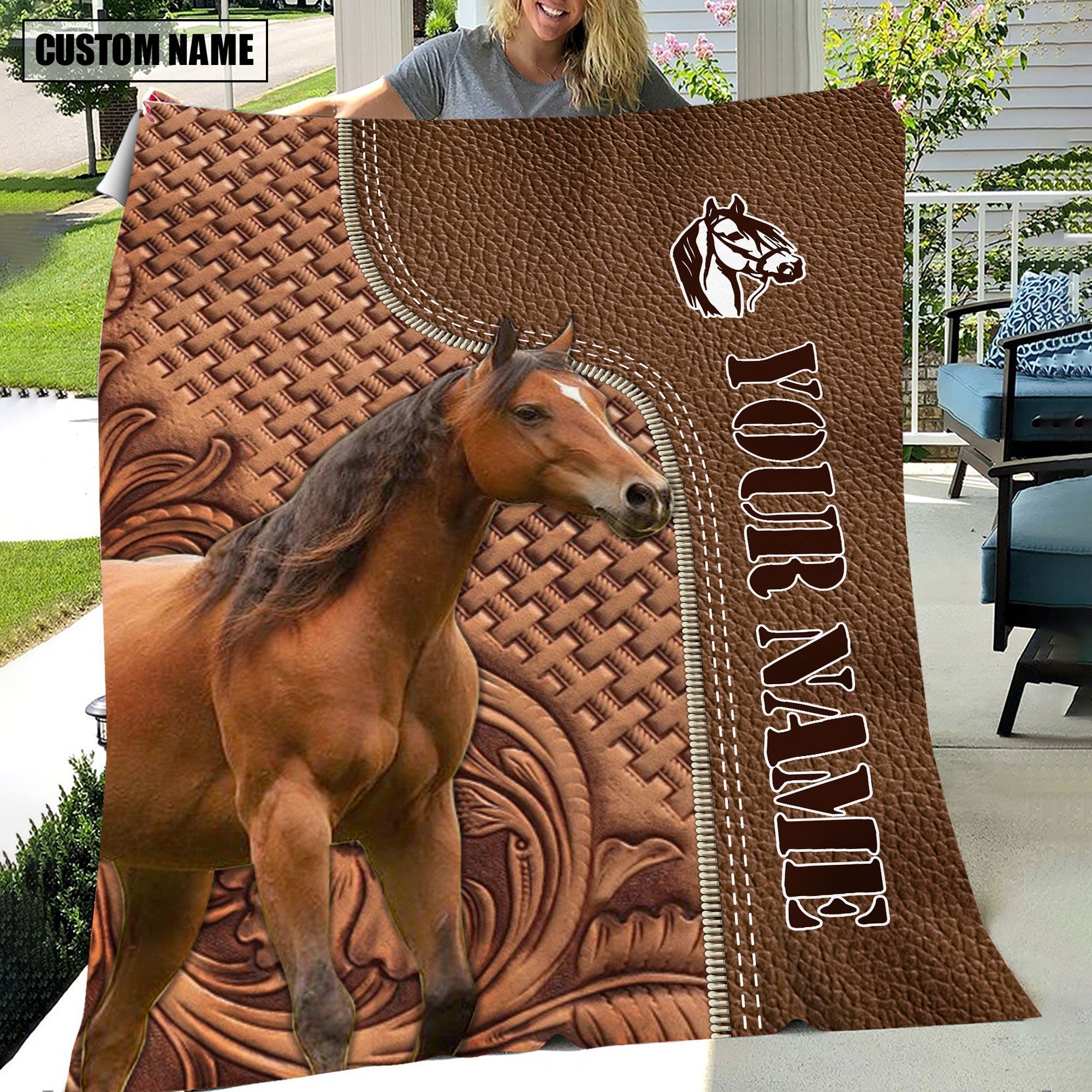 Horse Farming Pattern Customized Name 3D Blanket