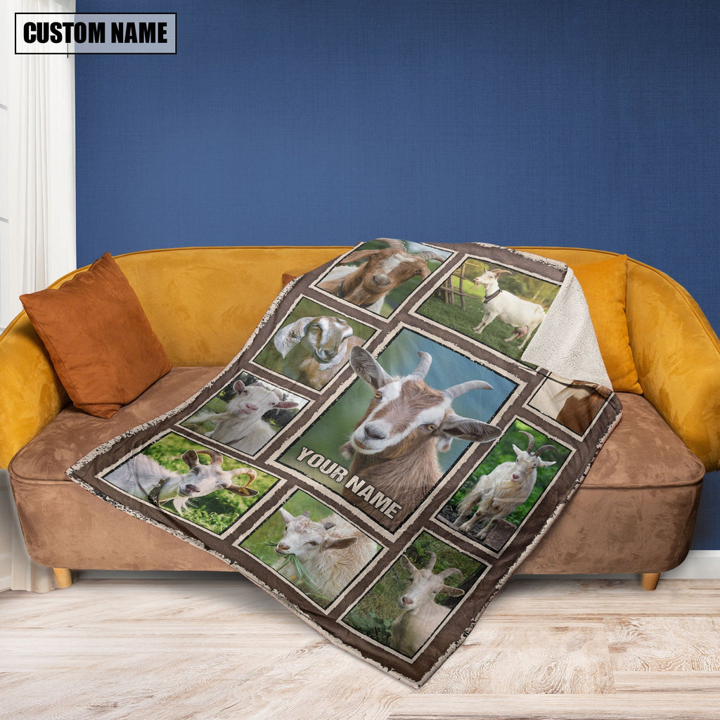 Custom Name Goat Frame Blanket