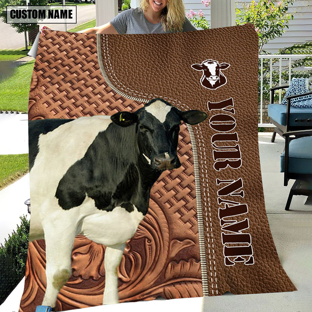 Holstein Farming Pattern Customized Name 3D Blanket