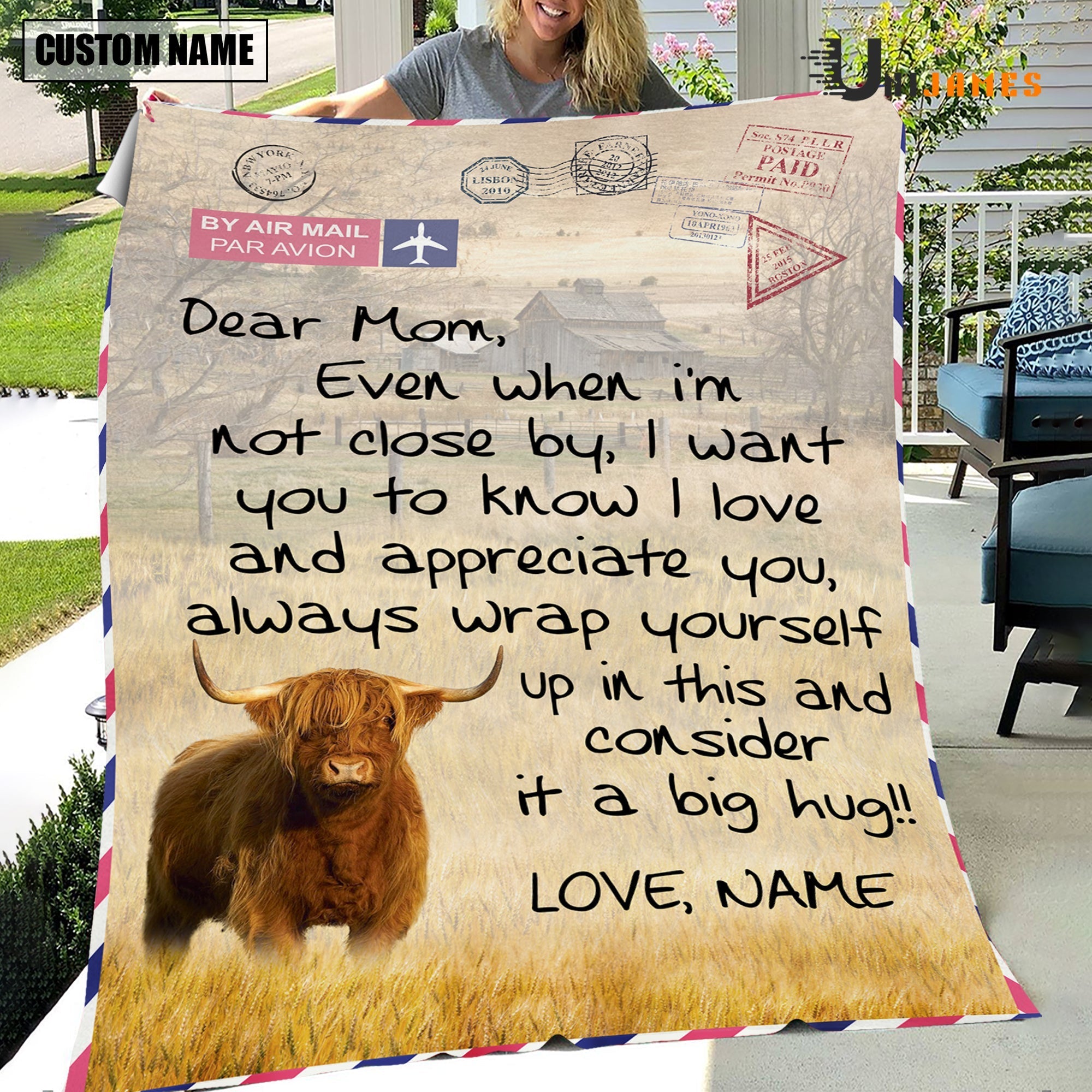 Custom Name Highland Letter Family Blanket