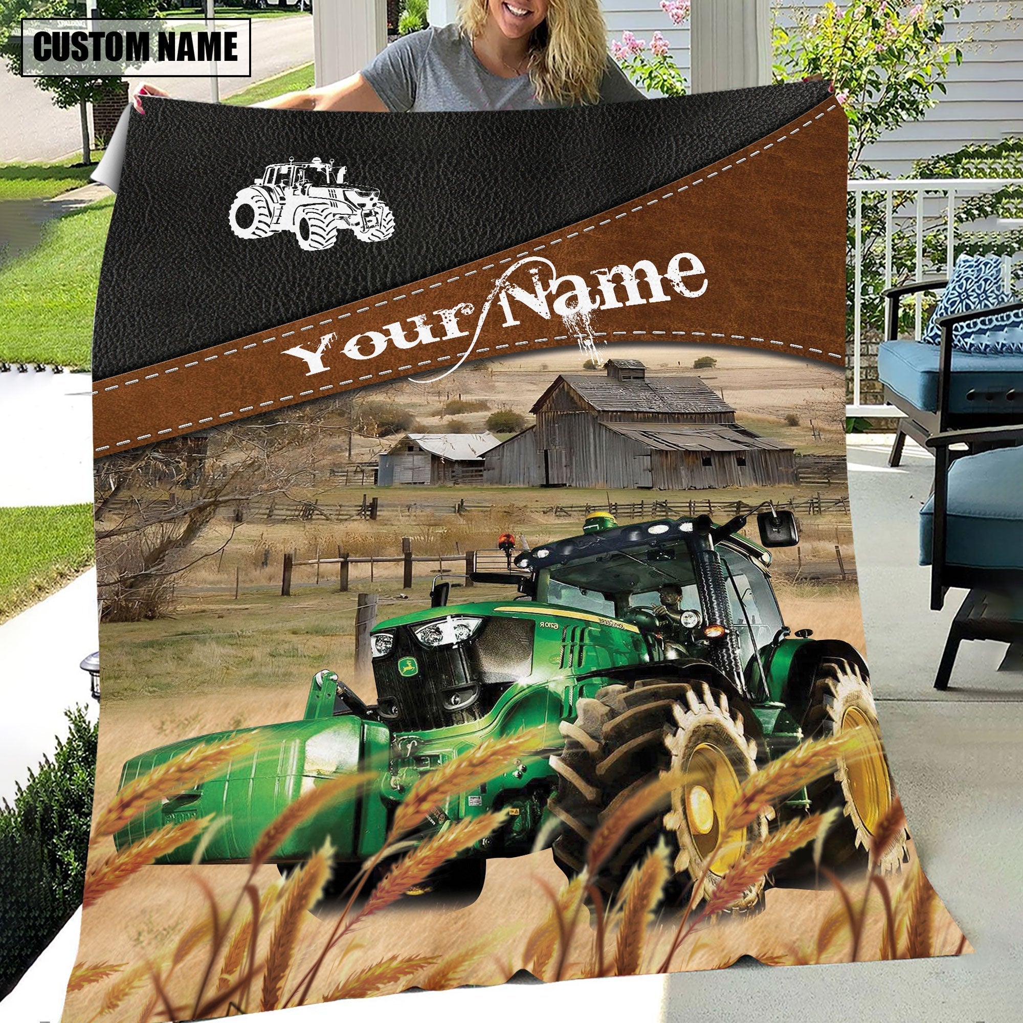 Tractor Cattle On The Field Customized Name 3D Blanket