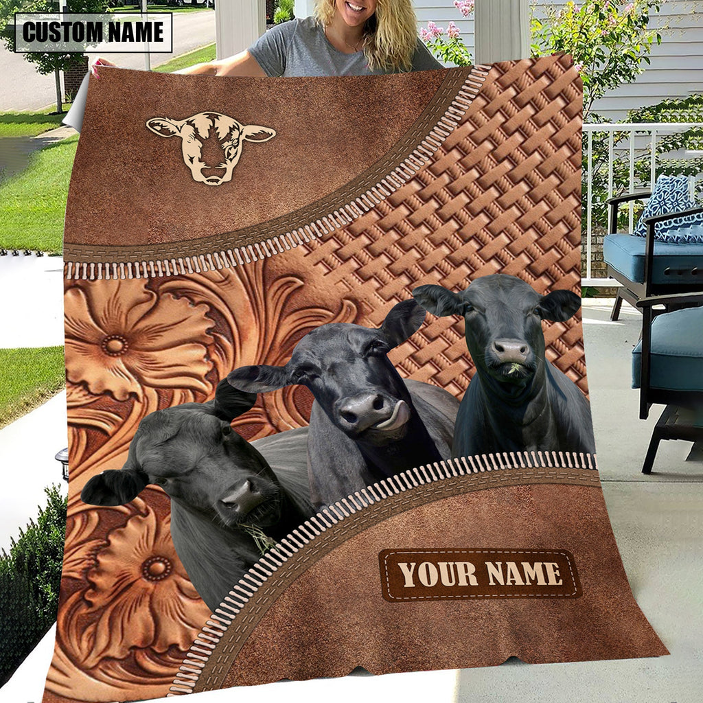 Black Angus Happiness Customized Name 3D Blanket