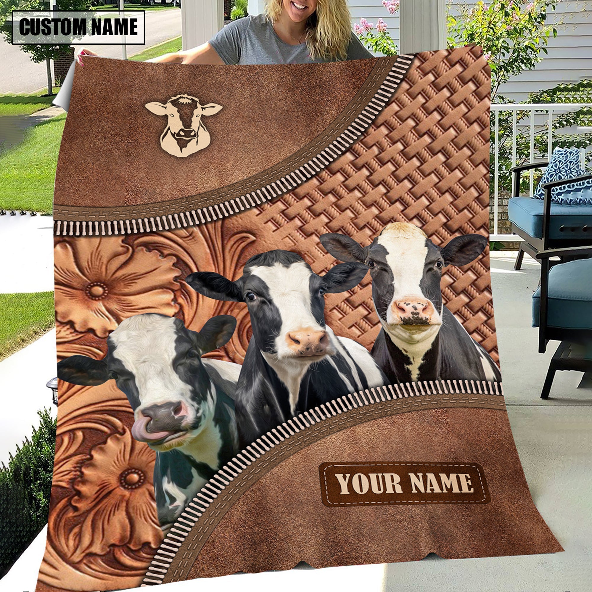 Holstein Happiness Customized Name 3D Blanket