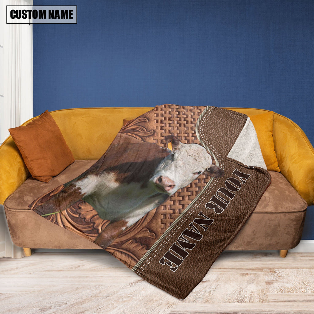 Hereford Farming Pattern Customized Name 3D Blanket