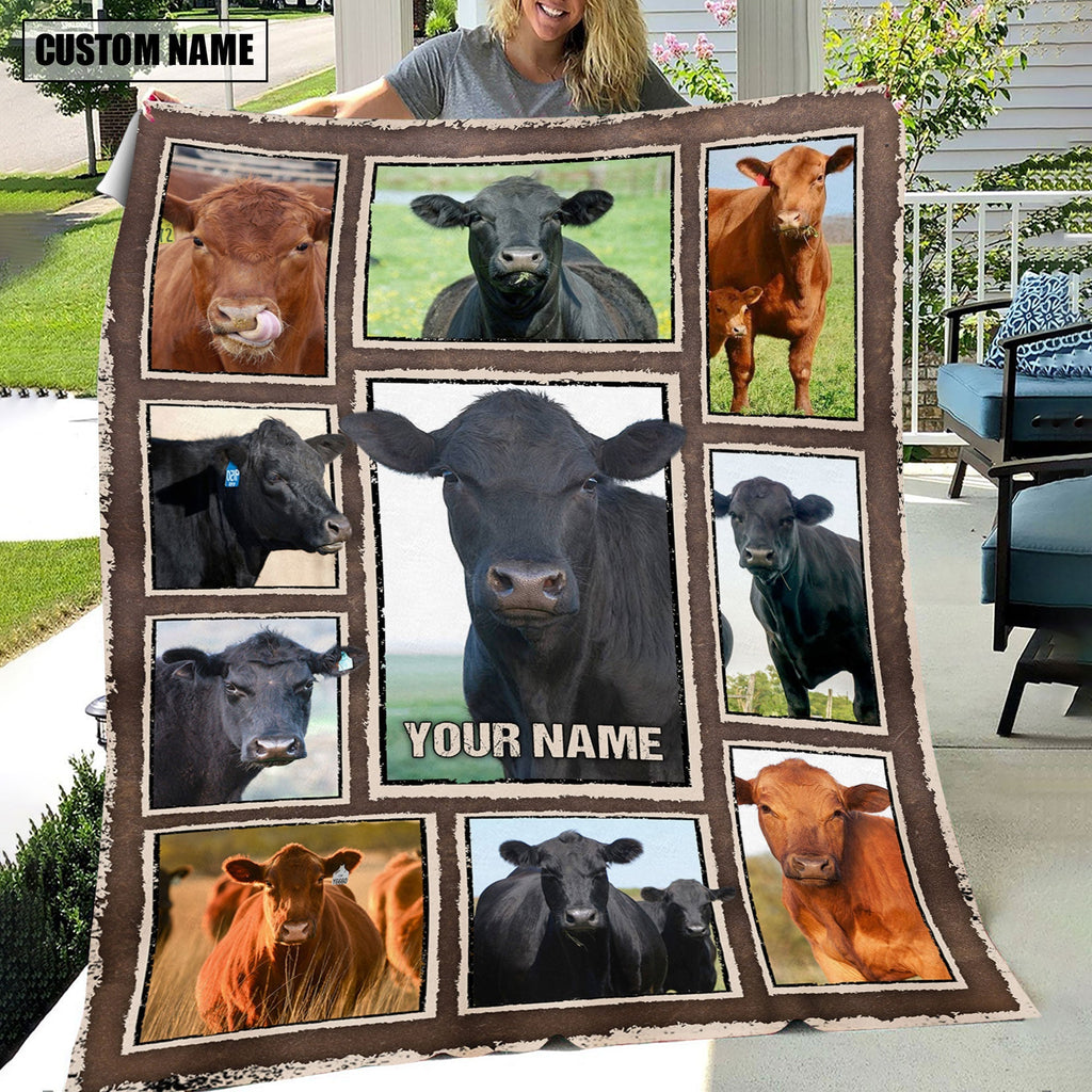 Custom Name Black Angus & Red Angus Frame Blanket