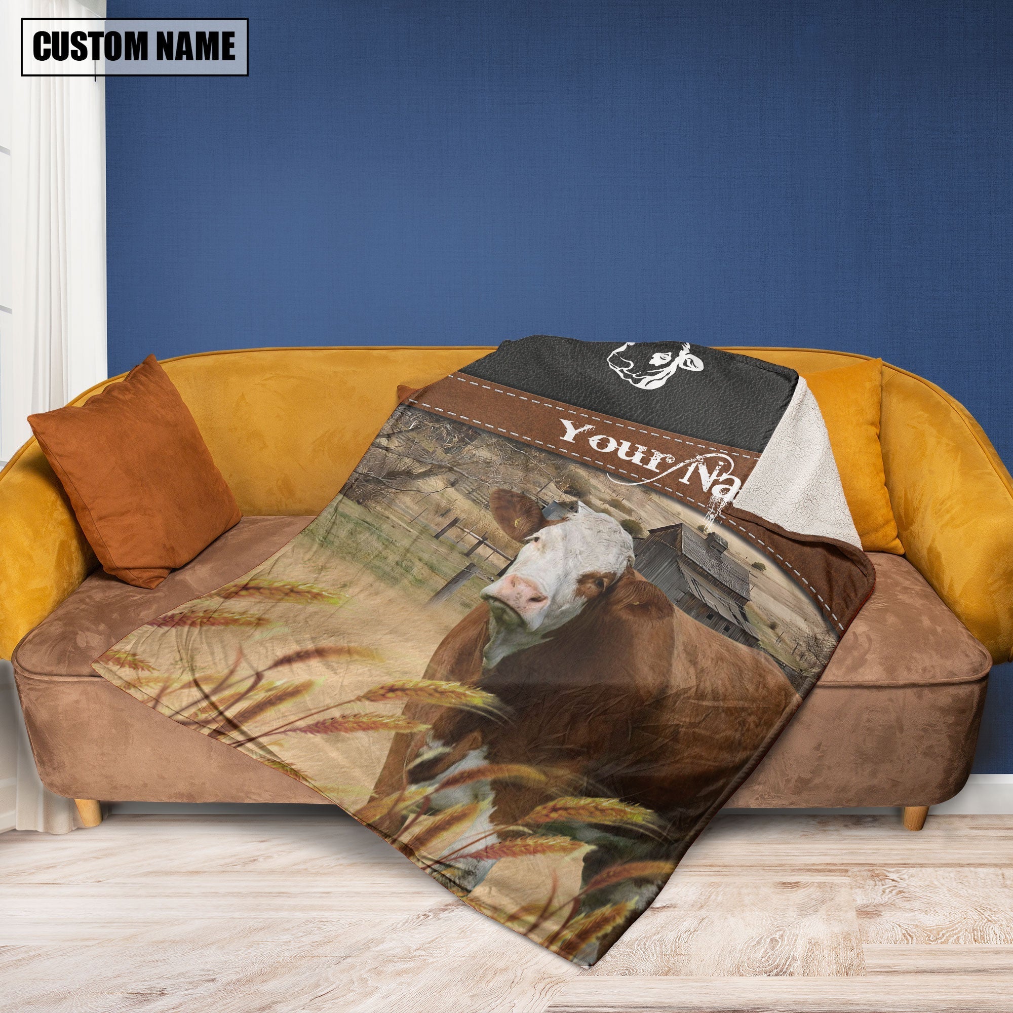 Simmental Cattle On The Field Customized Name 3D Blanket