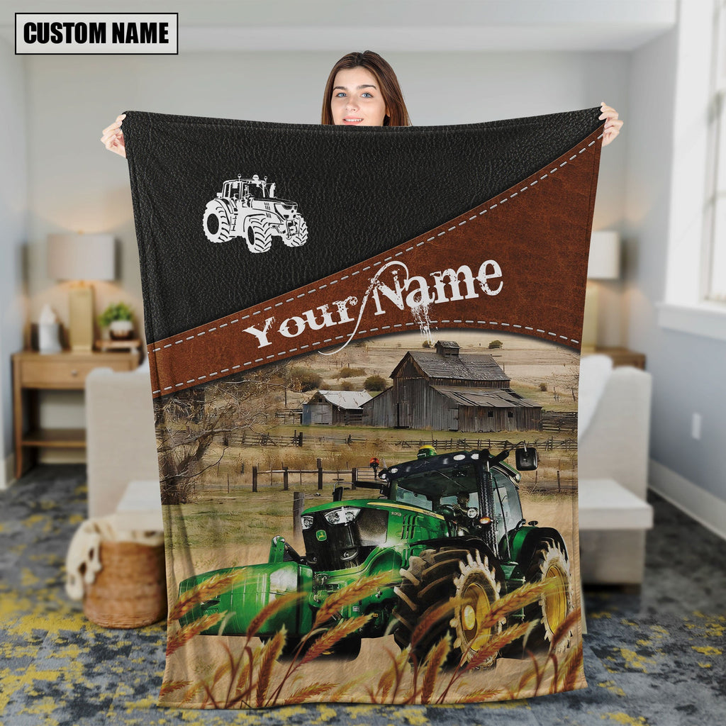Tractor Cattle On The Field Customized Name 3D Blanket