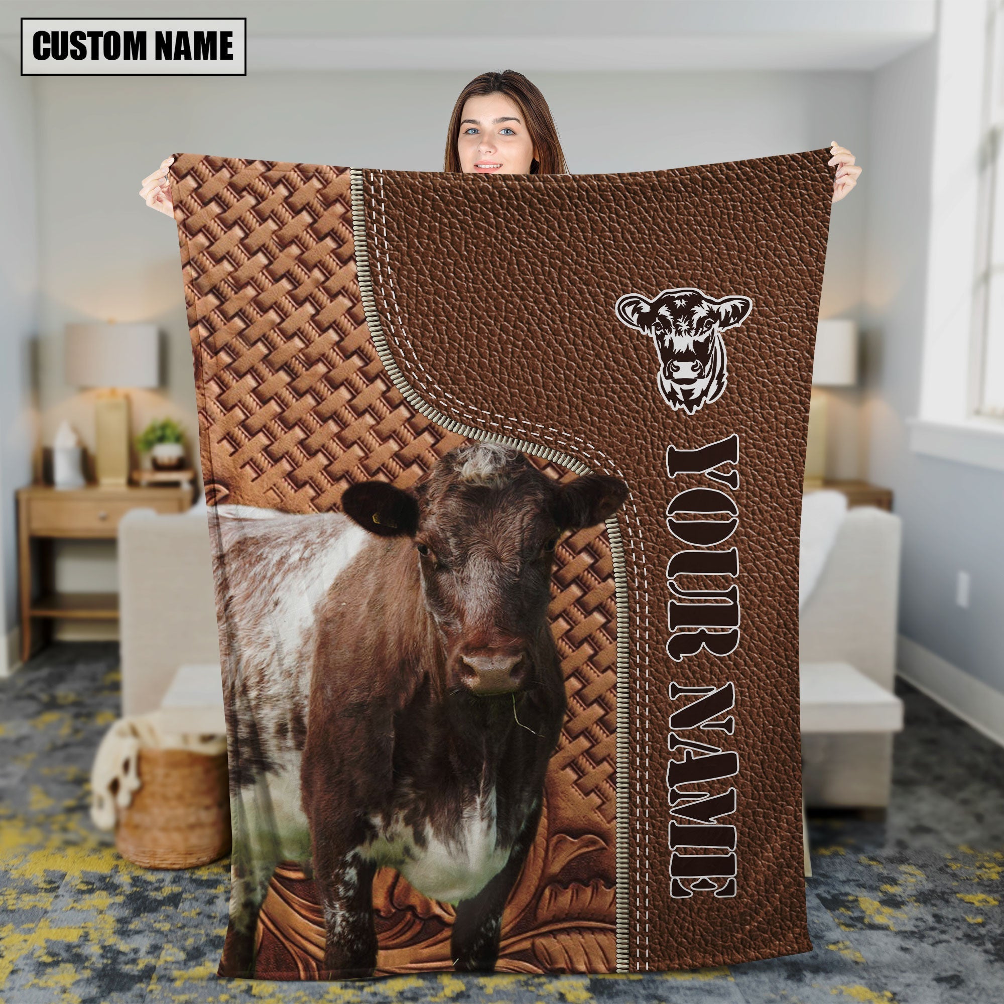 Shorthorn Farming Pattern Customized Name 3D Blanket