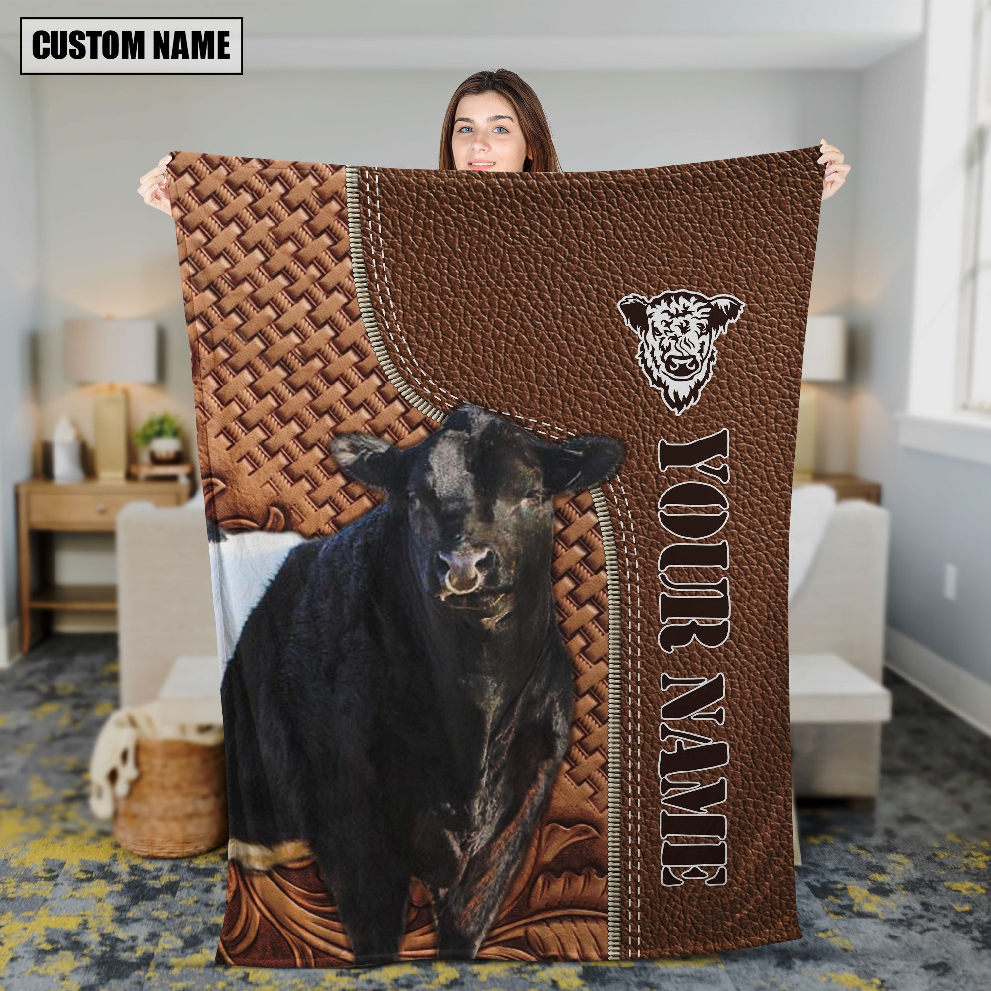 Belted Galloway Farming Pattern Customized Name 3D Blanket