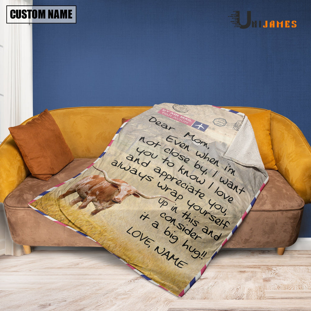 Custom Name Texas Longhorn Letter Family Blanket