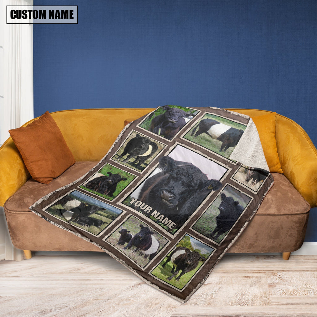 Custom Name Belted Galloway Frame Blanket