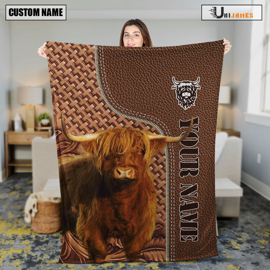 Highland Farming Pattern Customized Name 3D Blanket