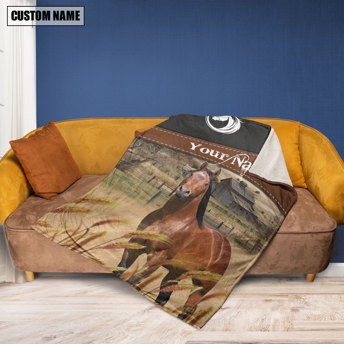 Horse Cattle On The Field Customized Name 3D Blanket