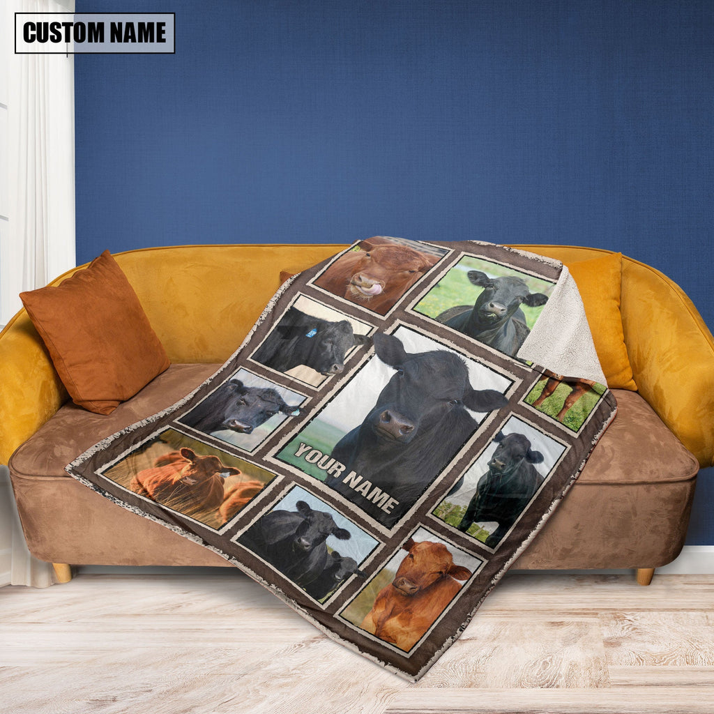 Custom Name Black Angus & Red Angus Frame Blanket