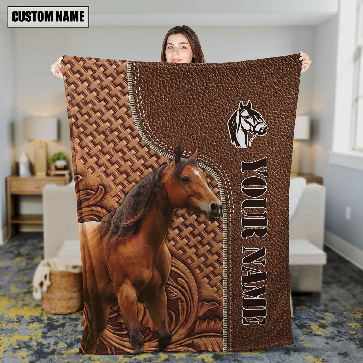 Horse Farming Pattern Customized Name 3D Blanket
