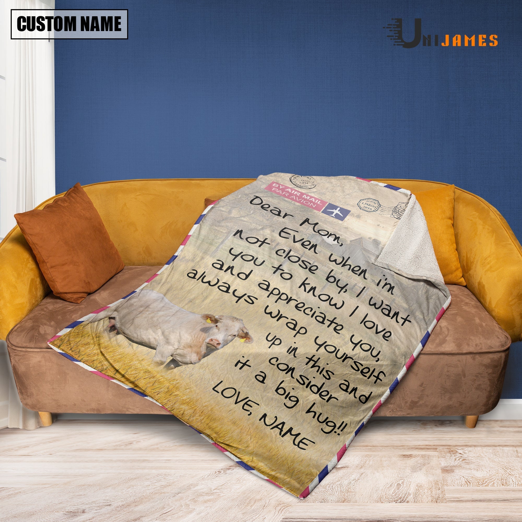 Custom Name Charolais Letter Family Blanket