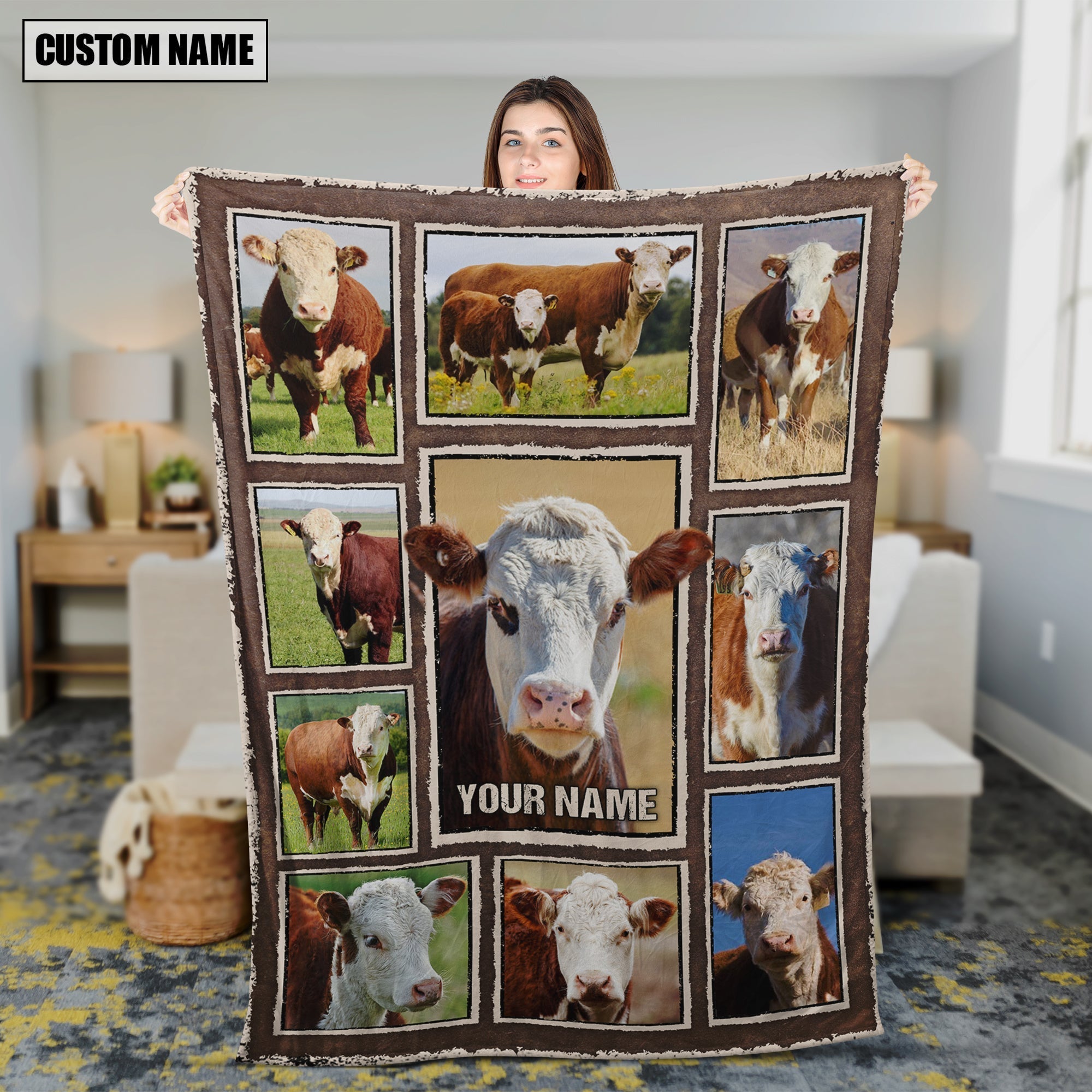 Custom Name Hereford Frame Blanket
